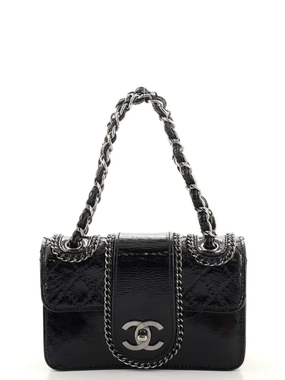 ‼️Authentic Chanel Madison Mini Black Patent Leather Flap Bag